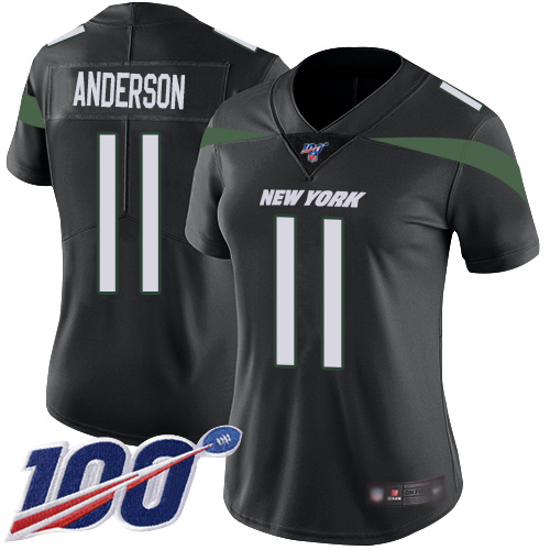 New York Jets Limited Black Women Robby Anderson Alternate Jersey NFL Football #11 100th Season Vapor Untouchable->new york jets->NFL Jersey